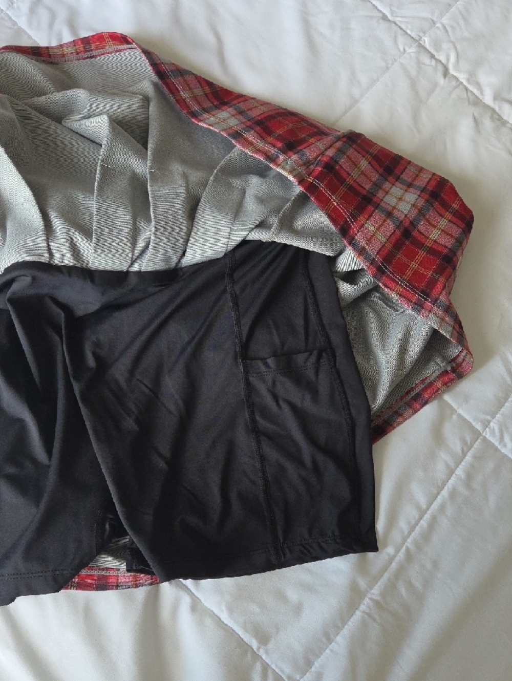 HALARA Red Plaid Pleated Skirt With Built In Shorts - Picture 6 of 6